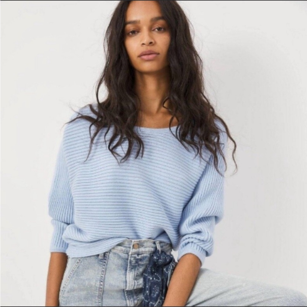 Anthropologie Kendall cropped sweater lite powder blue ribbed